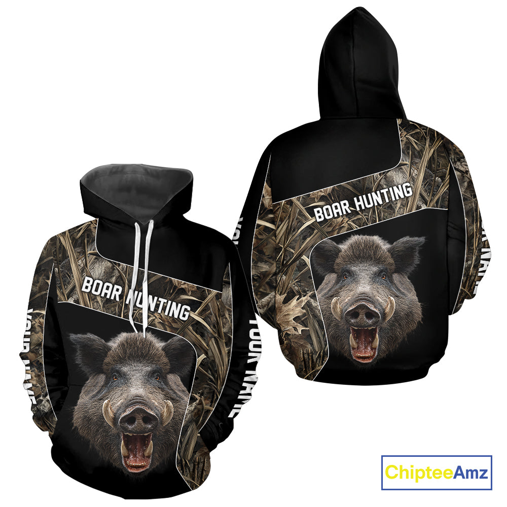 Custom Wild Boar Hunting Camo 3D Shirts, Boar Hunting Gifts, Boar Hunting Shirts for Hunter NBT158