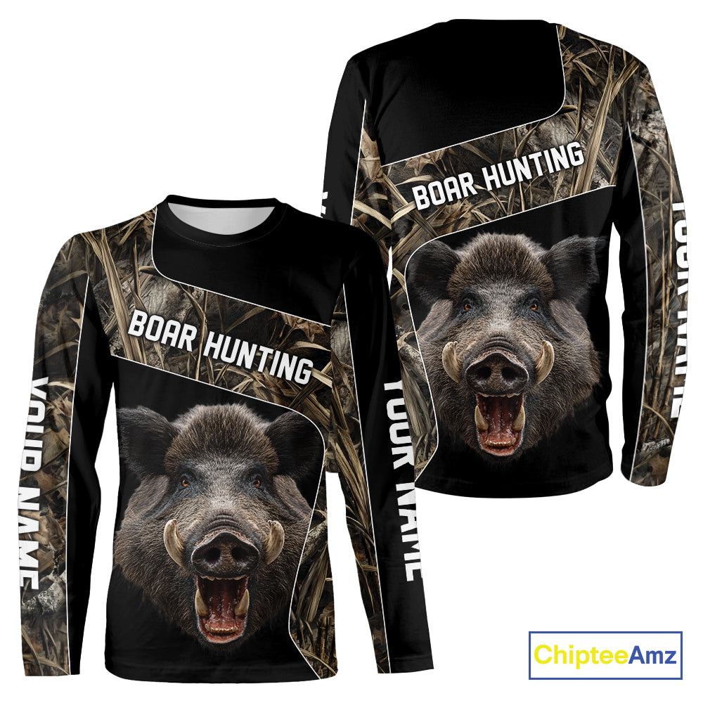 Custom Wild Boar Hunting Camo 3D Shirts, Boar Hunting Gifts, Boar Hunting Shirts for Hunter NBT158