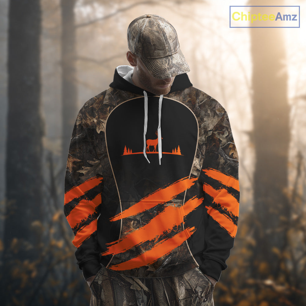 Whitetail Deer Hunting Shirt Camouflage Orange 3D, Deer Hunter Custom Name, Hunting Gift NBT248