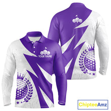 Load image into Gallery viewer, Mens Golf Polo Shirts Custom Name Purple And White Golf Shirt, Golf Attire NBT670