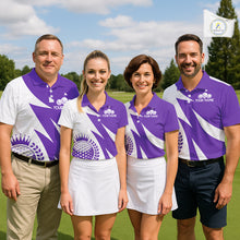 Load image into Gallery viewer, Mens Golf Polo Shirts Custom Name Purple And White Golf Shirt, Golf Attire NBT670