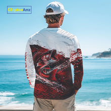 Load image into Gallery viewer, Custom Largemouth Bass Red Fish Scale Long Sleeve Fishing Shirts, Bass Fishing Jerseys|Red NBT344