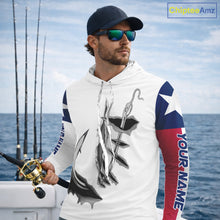 Load image into Gallery viewer, Personalized Texas Flag Mahi Mahi, Wahoo, Tuna Performance Long Sleeve Hooded Fishing Shirts NBT690