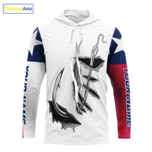 Load image into Gallery viewer, Personalized Texas Flag Mahi Mahi, Wahoo, Tuna Performance Long Sleeve Hooded Fishing Shirts NBT690