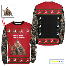 Load image into Gallery viewer, The Season Gifts For Deer Hunting Lovers Hunters Personalized Photo Ugly Hunting Christmas Shirt NBT300