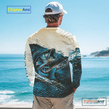 Load image into Gallery viewer, Custom Largemouth Bass Fish Scale Long Sleeve Fishing Shirts, Bass Fishing Jerseys|Blue NBT351