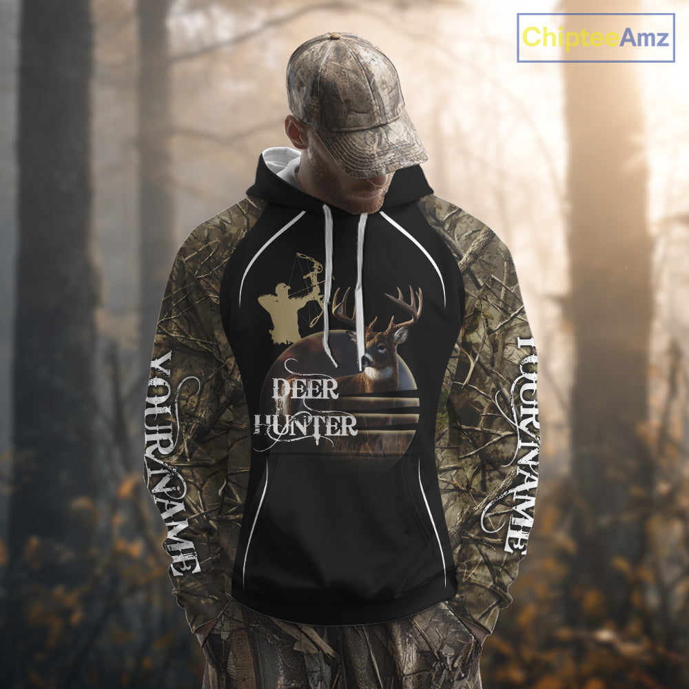 Deer Bow Hunting Camouflage Custom Name Shirts, Personalized Deer Hunting Clothes, Hunting Gifts NBT88