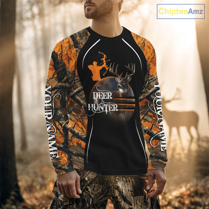 Deer Bow Hunting Orange Camo Custom Name Shirts, Personalized Deer Hunting Clothes, Hunting Gifts NBT102