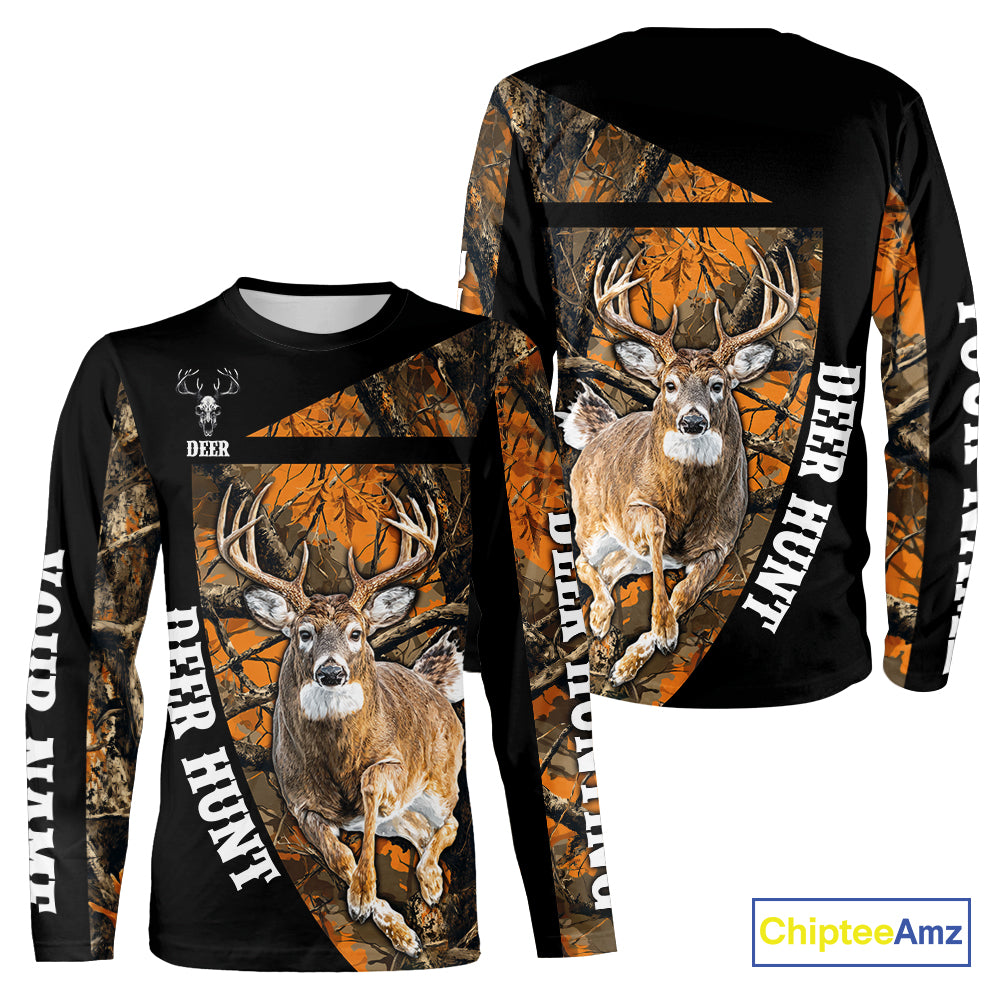 Custom Orange Camo Personalized Hunting Shirts for Men, Deer Hunting Clothes, Hunting Gifts NBT187