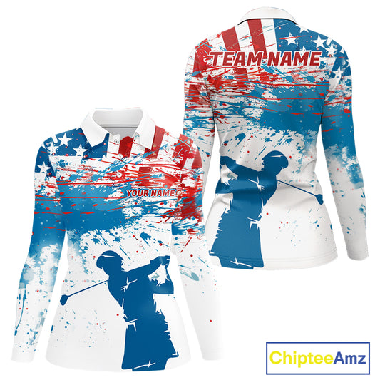 American Flag Golf Polo Shirt Custom Womens Golf Shirts US Flag Golf Polo Shirt NBT568