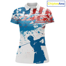 Load image into Gallery viewer, American Flag Golf Polo Shirt Custom Womens Golf Shirts US Flag Golf Polo Shirt NBT568