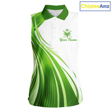 Load image into Gallery viewer, Womens Sleeveless Golf Polo Shirt Green And White Custom Golf Shirts For Team Personalized Golf Gifts NBT570
