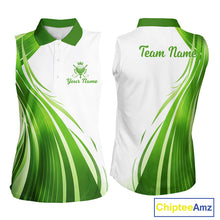 Load image into Gallery viewer, Womens Sleeveless Golf Polo Shirt Green And White Custom Golf Shirts For Team Personalized Golf Gifts NBT570