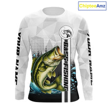 Load image into Gallery viewer, White Camo Bass Fishing Custom Name Long Sleeve Fishing Shirts With UV Protection NBT462