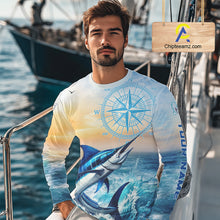 Load image into Gallery viewer, Blue Marlin Fishing Sunset Custom Fishing Long Sleeve Shirt, Marlin Compass Offshore Fishing Apparel NBT584