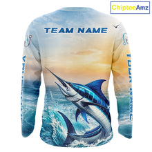 Load image into Gallery viewer, Blue Marlin Fishing Sunset Custom Fishing Long Sleeve Shirt, Marlin Compass Offshore Fishing Apparel NBT584