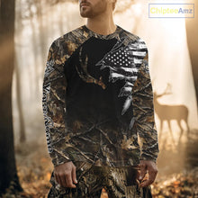 Load image into Gallery viewer, Whitetail Deer Hunting Shirts Personalized Black US Flag Camouflage, Best Gifts for Deer Hunters NBT275
