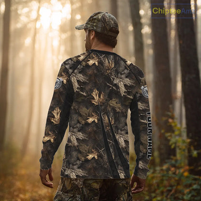 Personalized Whitetail Deer Hunting 3D All Over Printed Hoodie Brown Autumn Leaves Camo NBT276