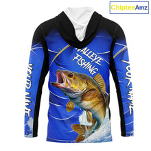 Load image into Gallery viewer, Personalized Walleye Fishing Hood UV Protection Custom Tournament Jerseys, Walleye Fishing Shirts NBT366