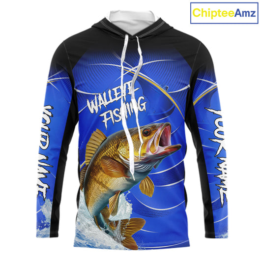 Personalized Walleye Fishing Hood UV Protection Custom Tournament Jerseys, Walleye Fishing Shirts NBT366