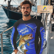 Load image into Gallery viewer, Personalized Walleye Long Sleeve Fishing Shirts UV Protection Tournament Jersey, Walleye Fishing Shirts NBT366