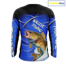 Load image into Gallery viewer, Personalized Walleye Long Sleeve Fishing Shirts UV Protection Tournament Jersey, Walleye Fishing Shirts NBT366