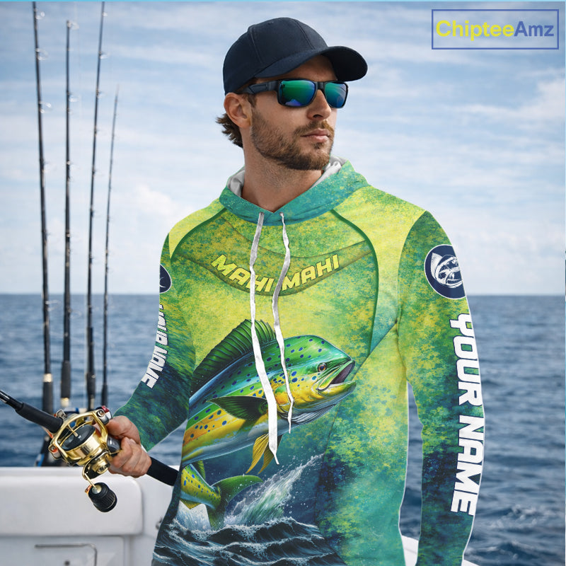 Custom Mahi Mahi Fishing Shirts For Team, Custom Saltwater Fishing Shirts|Green NBT468