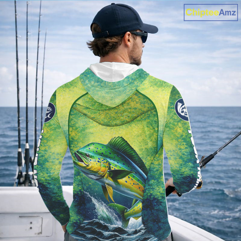Custom Mahi Mahi Fishing Shirts For Team, Custom Saltwater Fishing Shirts|Green NBT468