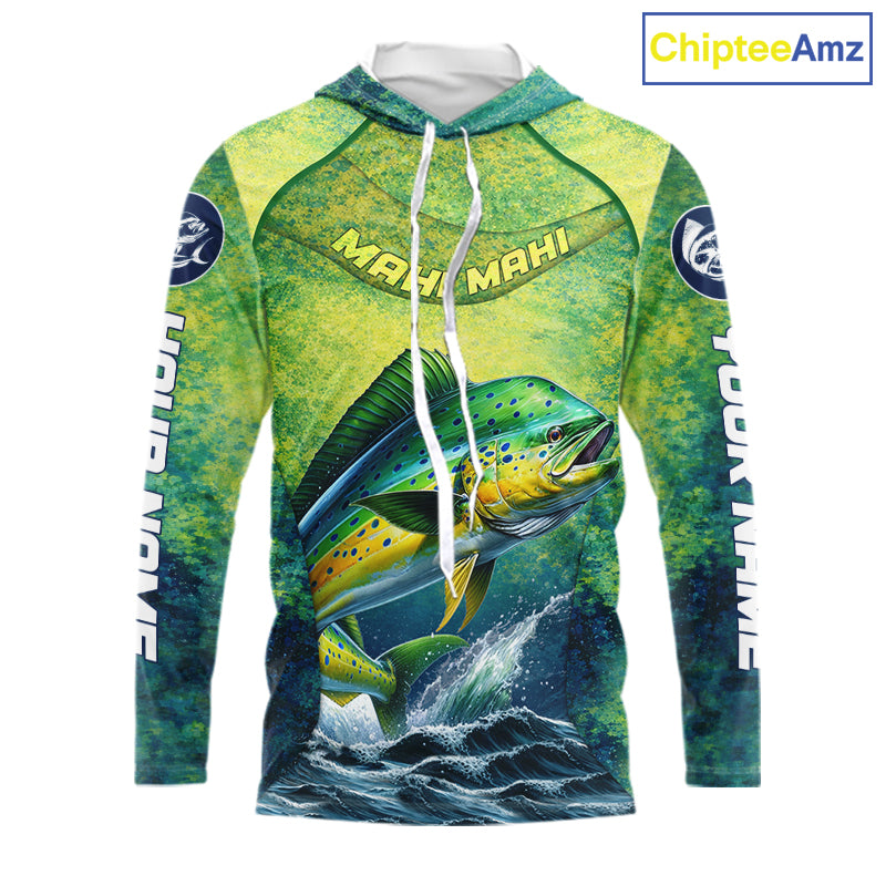 Custom Mahi Mahi Fishing Shirts For Team, Custom Saltwater Fishing Shirts|Green NBT468