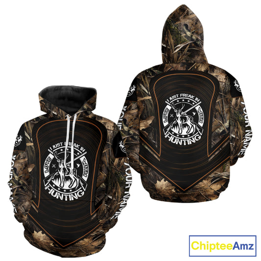 Brown Camouflage Deer Hunting 3D Printing Custom Name Shirts, Deer Hunting Apparel NBT213