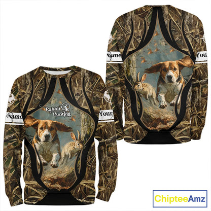 Personalized Rabbit Hunting Beagle Dog 3D All Over Printed Shirts, Hunting Clothes for Men NBT326