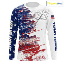 Load image into Gallery viewer, Personalized Patriotic Fishing Team Shirts, American Flag Long Sleeve Fishing Shirts NBT486