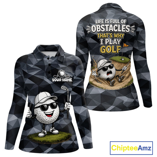 Funny Womens Golf Polo Shirts Custom Golf Ball Camo Pattern Golf Outfits, Best Golf Gifts NBT836