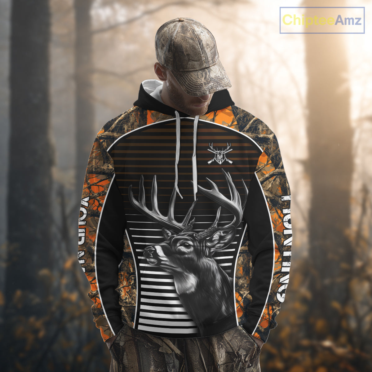 Custom Whitetail Deer Hunting Orange Camouflage 3D Printed Shirts, Hunting Gifts NBT226