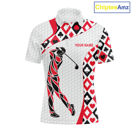 Personalized Poker Mens Golf Polo Shirt Custom Name Funny Golf Top For Team, Golfer Gift For Men NBT497