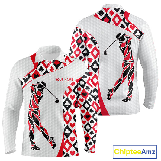 Personalized Poker Mens Golf Polo Shirt Custom Name Funny Golf Top For Team, Golfer Gift For Men NBT497