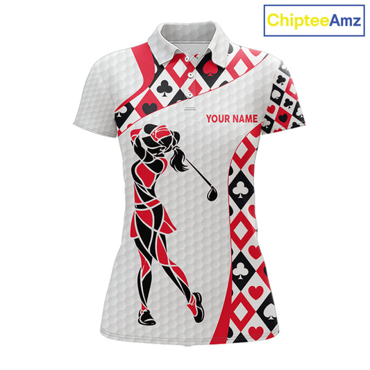 Personalized Poker Womens Golf Polo Shirt Custom Name Funny Golf Top For Team, Golfer Gift For Ladies NBT497