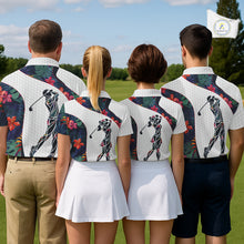 Load image into Gallery viewer, Custom Name Colorful Tropical Pattern Golf Men's Polo Shirt, White Golf Shirt, Team Golf Top NBT498