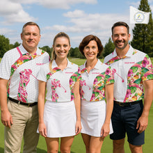 Load image into Gallery viewer, Colorful Tropical Pattern Mens Golf Polo Shirt Custom Name White Golf Shirt, Golf Gifts NBT499