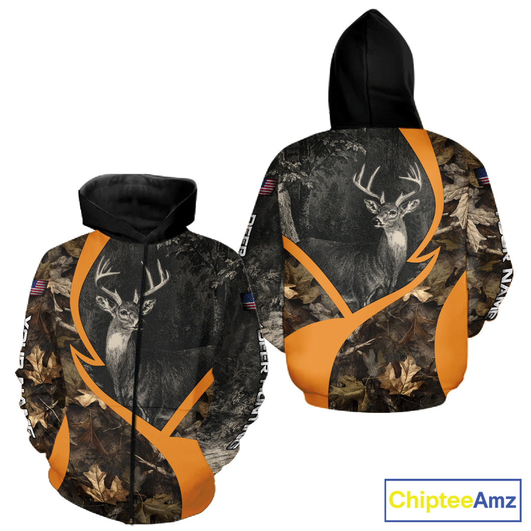 Deer Hunting Dark Brown Camouflage 3D All Over Printing Shirts, Hunting Gifts for Men NBT232