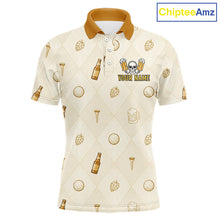 Load image into Gallery viewer, Born To Golf polo shirt front view argyle beer pattern