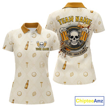Load image into Gallery viewer, back view of Born To Golf Forced To Work beer pattern golf polo shirt