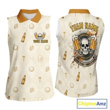 Load image into Gallery viewer, back view of Born To Golf Forced To Work beer pattern golf polo shirt
