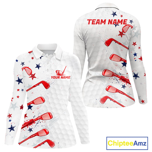 White long-sleeve shirt with red sports equipment design and 'Team Name' text