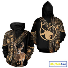 Load image into Gallery viewer, Personalized Whitetail Deer Hunting 3D All Over Printed Hoodie Brown Camouflage NBT250