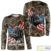 Load image into Gallery viewer, Custom Wild Boar Hunting Camo Full Printing US Flag Shirts Boar Hunting Gifts for Hunters NBT257