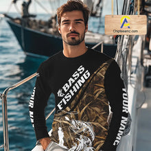 Load image into Gallery viewer, Personalized Largemouth Bass Tatto Grass Camo Customized Long Sleeve Fishing Tournament Shirts NBT355