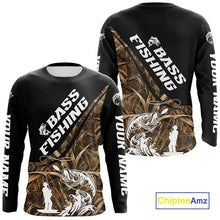 Load image into Gallery viewer, Personalized Largemouth Bass Tatto Grass Camo Customized Long Sleeve Fishing Tournament Shirts NBT355