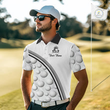Load image into Gallery viewer, Golf Ball Gray Pattern Mens Golf Polo Shirts Custom Name Golf Ball Pattern, Golf Attire For Mens NBT561