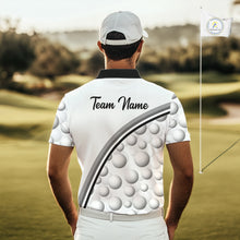 Load image into Gallery viewer, Golf Ball Gray Pattern Mens Golf Polo Shirts Custom Name Golf Ball Pattern, Golf Attire For Mens NBT561
